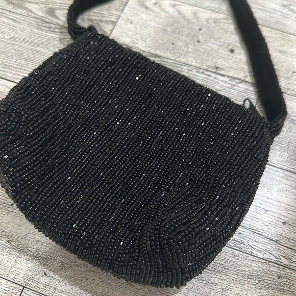 La Regale black sparkling party evening Beaded Mini Purse - Picture 4 of 5